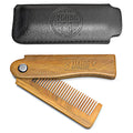 Folding Beard Comb w/Carrying Pouch for Men - All Natural Wooden Beard Comb w/Gift Box - Green Sandalwood Comb for Grooming & Combing Hair, Beards and Mustaches by Viking Revolution