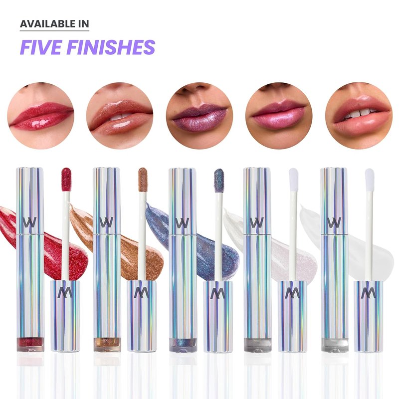 Wonderskin Lip Gloss - Gold Glitter Blading Top Gloss for Hydrating, High Shine Finish