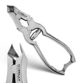 By MILLY Heavy Duty Toenail Clippers for Thick Toenails, Double Hinge Clippers for Hard and Ingrown Toenails, Curved Blade, High Carbon Stainless Steel, Safety Lock (Matte Silver)