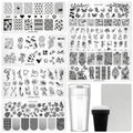 7pc Nail Stamping Plate Kit Butterfly Heart Letter Nails Stamp Plate Leaf Flower Nail Art Template Stencil Fingernail Polish Stamps Plates Set Silicone Stamper Scraper French Tips Nails Design Tools