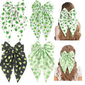 St Patricks Day Hair Bows for Women,Big Ribbon Bow Hair Clips for Girls, Oversized Long Tail Hair Barrettes Cute Hair Accessories (Green 4pcs)