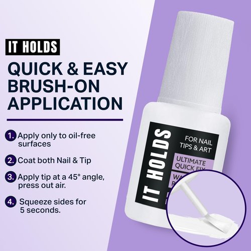 Brush On Nail Glue for Press On Nails, Extra Strong for Acrylic, Waterproof for Fake Nails Long Lasting Nail Glue, Professional for Nail Tips (8ml)