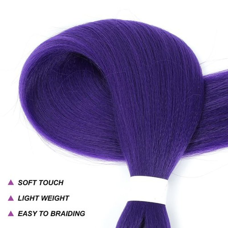 4Packs Long Purple Hair Extensions Pre Stretched Synthetic Braiding hair Extensions for Braids purple Braiding Hair for Stage Party Halloween Cosplay Costume Wigs (Purpl 24 Inch (Packs of 4))