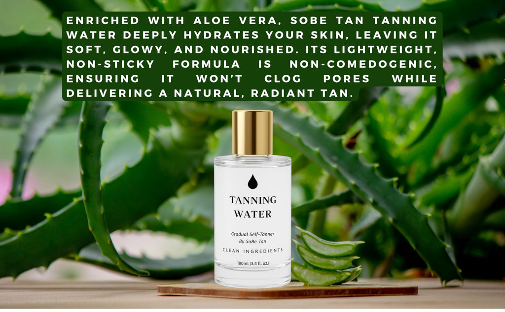SoBe Tan Tanning Water - Hydrating Self-Tanning Mist with Aloe Vera, 5 Natural Ingredients, Food-Grade Preservatives, Vegan, Cruelty-Free, Streak-Free Golden Sunless Tan, 3.4 fl oz (TSA-Approved)