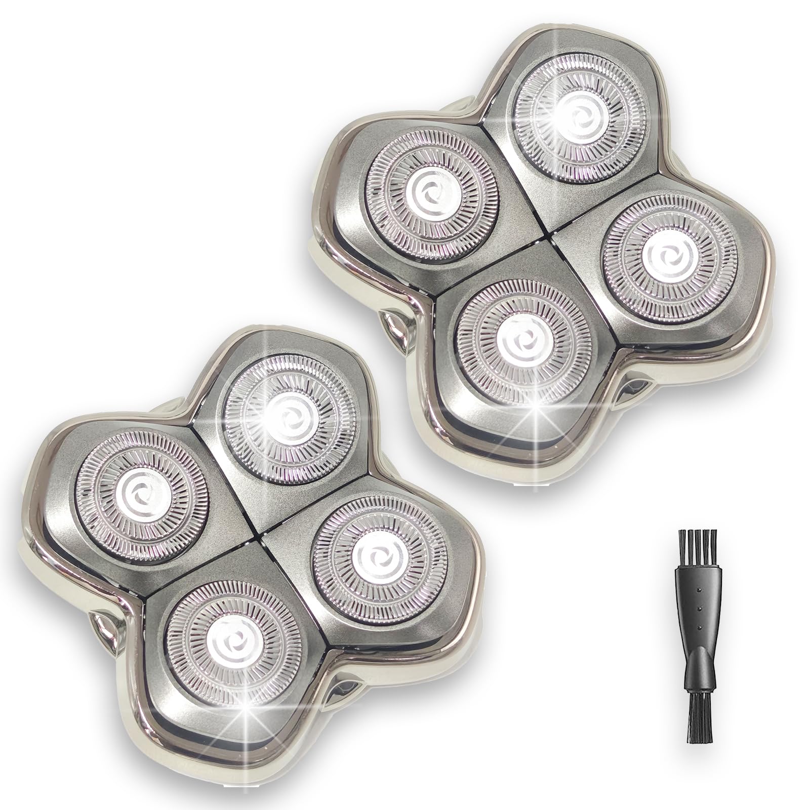 Bpbdzz 2 Pack 4-Shaver Replacement Heads for Skull Pitbull Series, Palm & Butterfly Kiss, Electric Head & Face Shaver Refills with 1 Cleaning Brush
