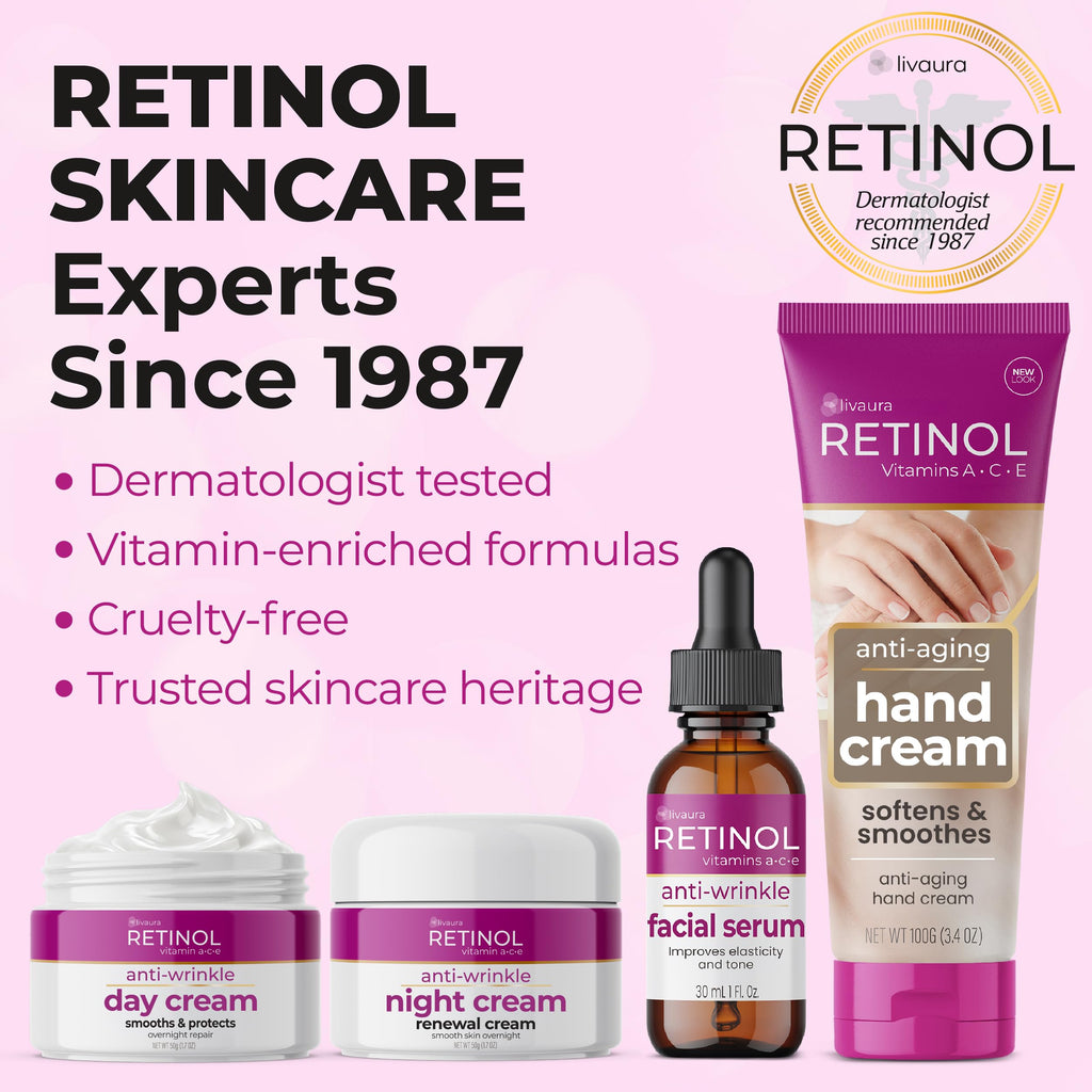 LIVAURA Retinol Skin Care Set for Women - Anti-Aging Cleanser & Serum Kit