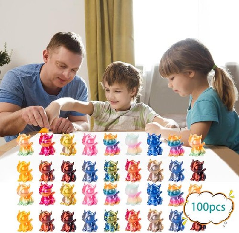 Skiennix Mini 3D Printed Dragon Figurines - 100pcs Tiny Plastic Animals for Fairy Garden Decor