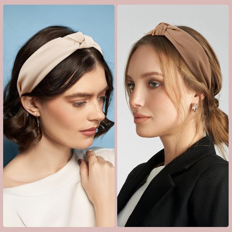 Funtopia Headbands for Women, 9pcs Fashion Knotted Headband Leopard Print Knot Hairband, Cute Wide Headbands for Women Girls Hair Accessories Set(Brown Black White)