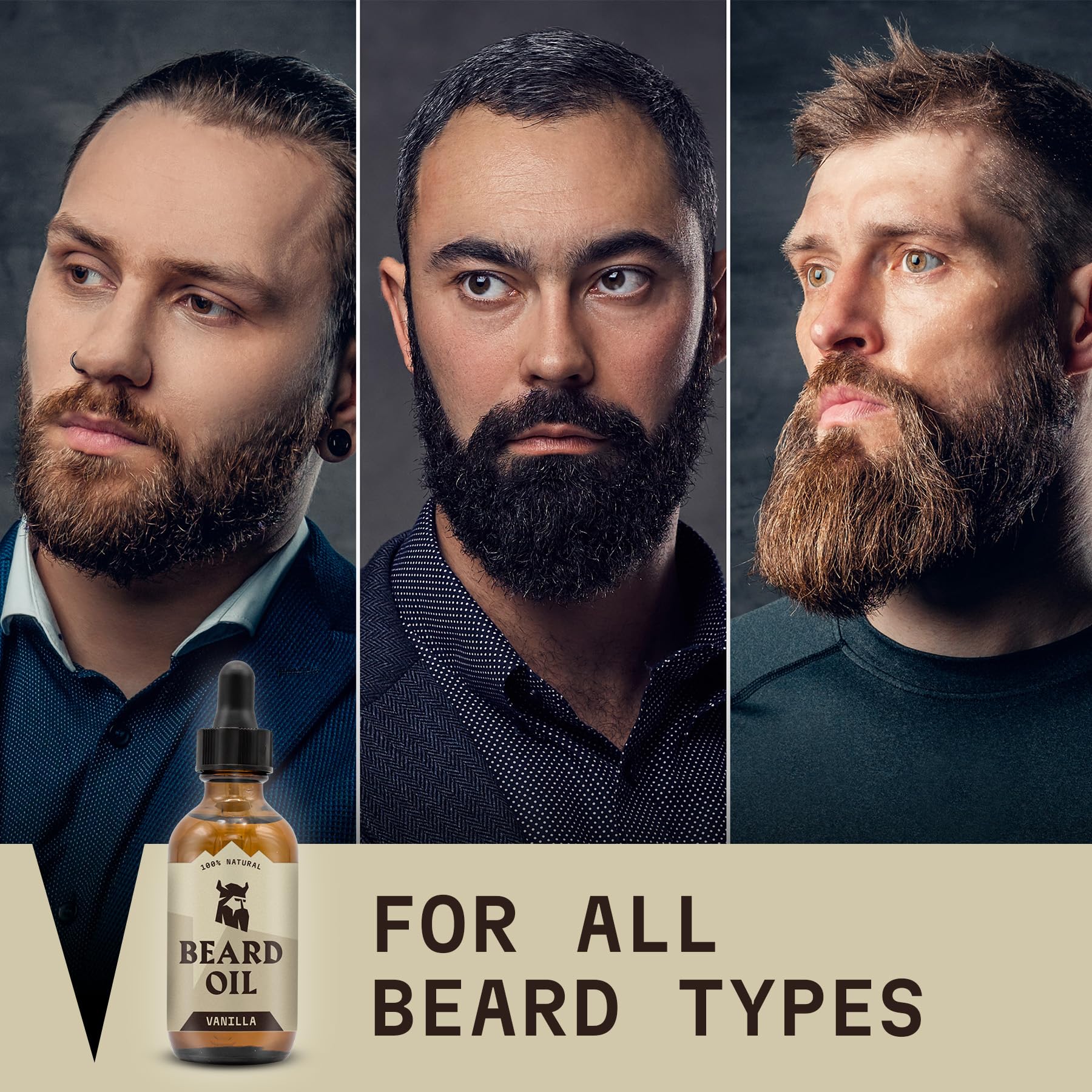 Striking Viking Beard Oil for Men - 2 Fl Oz (Pack of 3), Vanilla