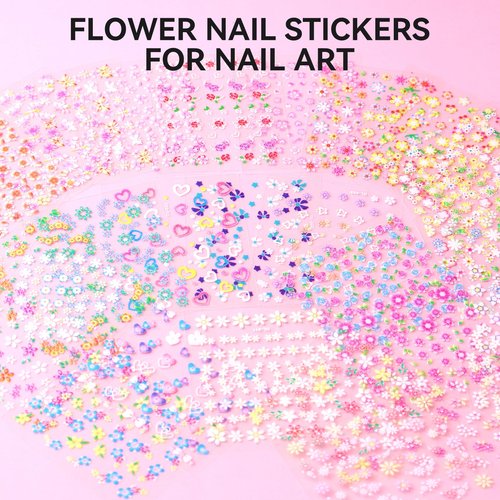 ESUOHYM Nail Charms Kit with 30 Sheets Flower Nail Stickers,Colorful Heart Flower Bow 3d Nail Rhinestones And Gems,Nail Pearls Jewels,Tweezer and Wax Pen,Nail Art Tools for DIY Nail Design