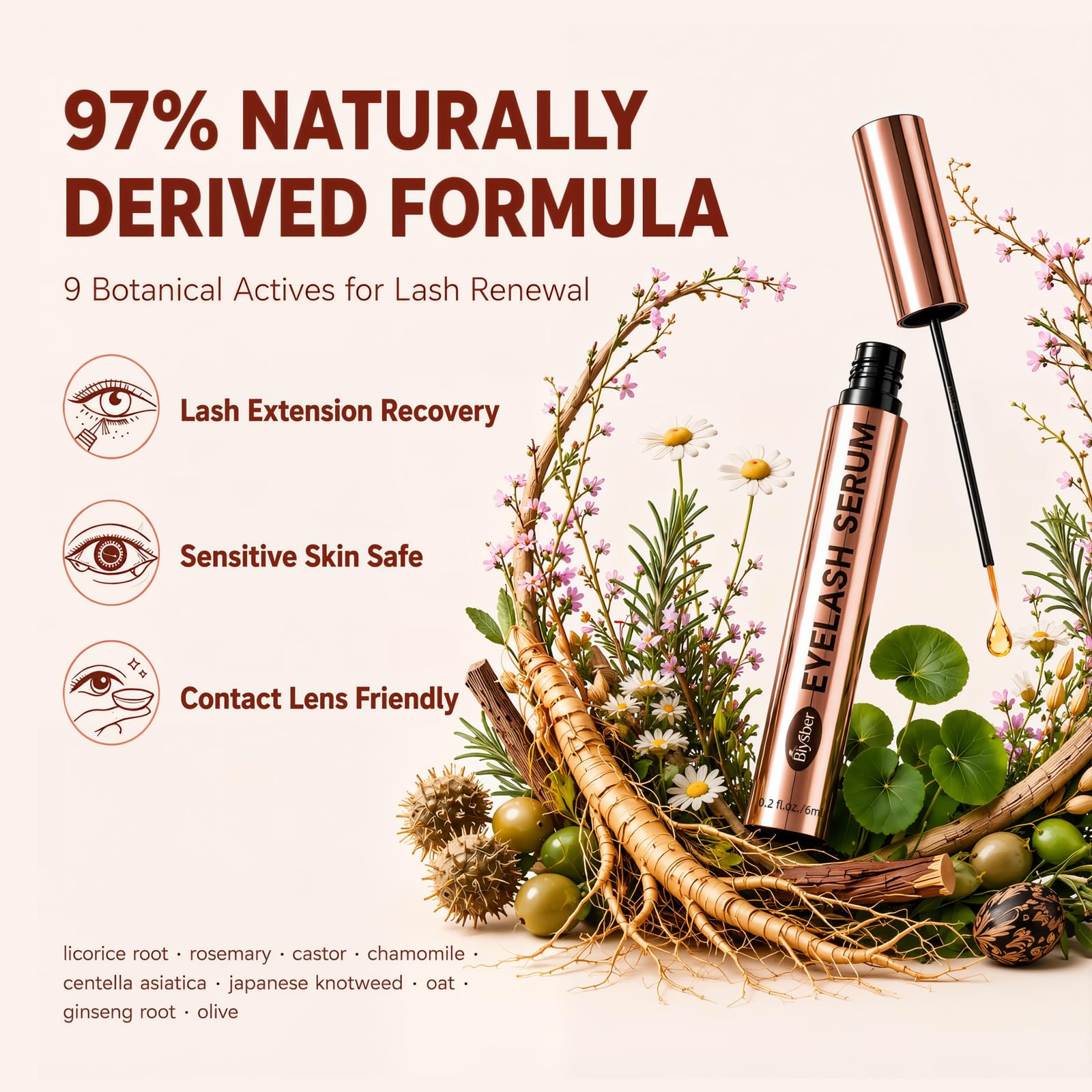 Advanced Lash Serum for Eyelash Growth, Vegan Multi-Peptide Eyelash & Brow Enhancer, Nourishes Sparse Lashes for a Fuller, Thicker Look