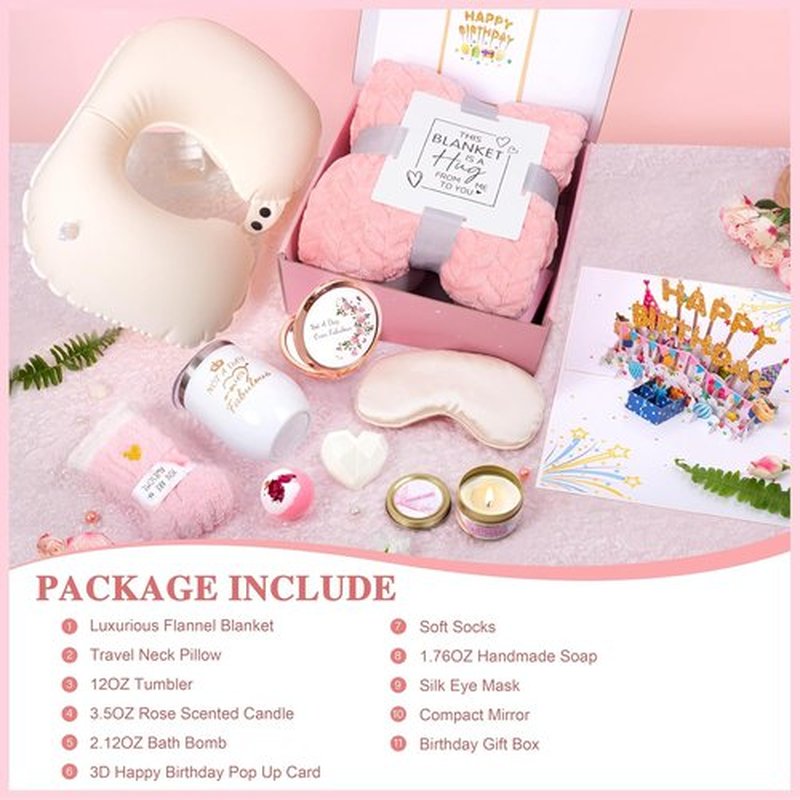 HSOEIXL Spa Birthday Gift Basket - Unique Relaxation Set with Blanket for Women | Perfect for Mom, Sister, Girlfriend, and More