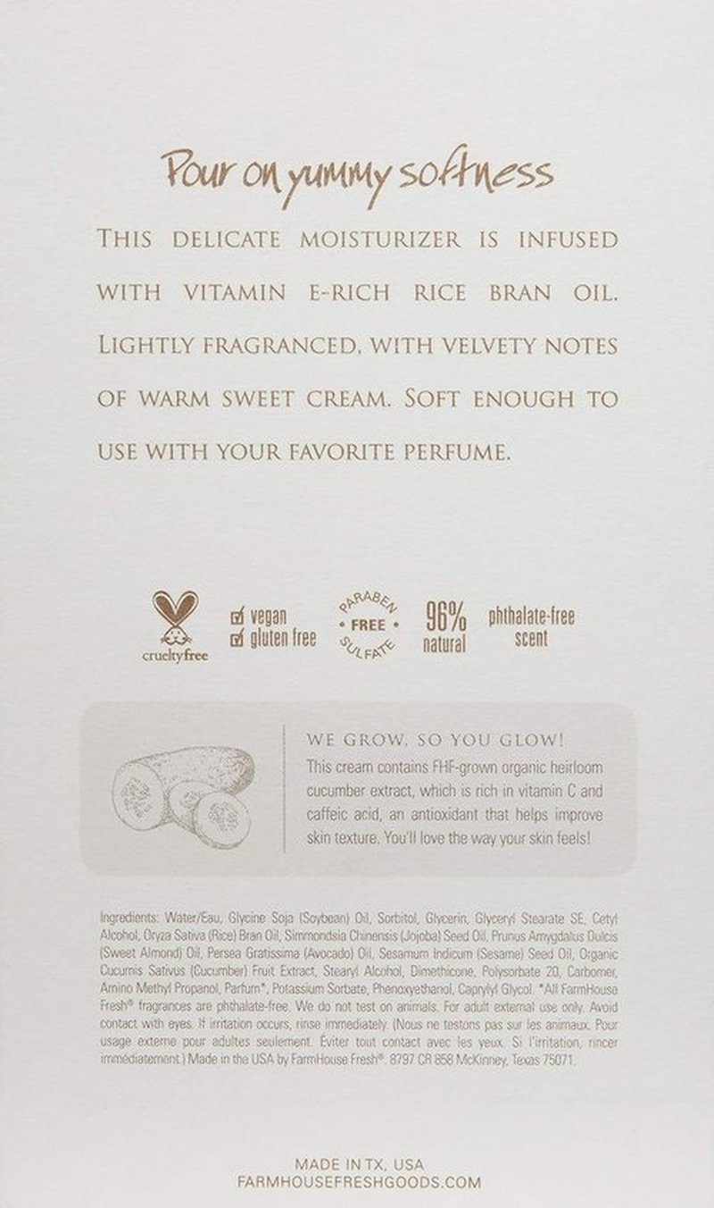 FarmHouse Fresh Sweet Cream Body Milk - Nourishing Moisturizer for Silky Smooth Skin | 8 Oz