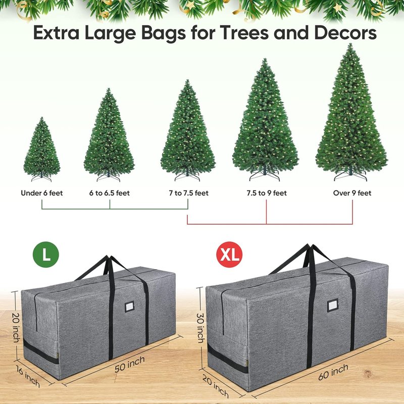 BALEINE Christmas Tree Storage Bag - 7.5FT with Wrapping Paper Organizer | Durable & Spacious