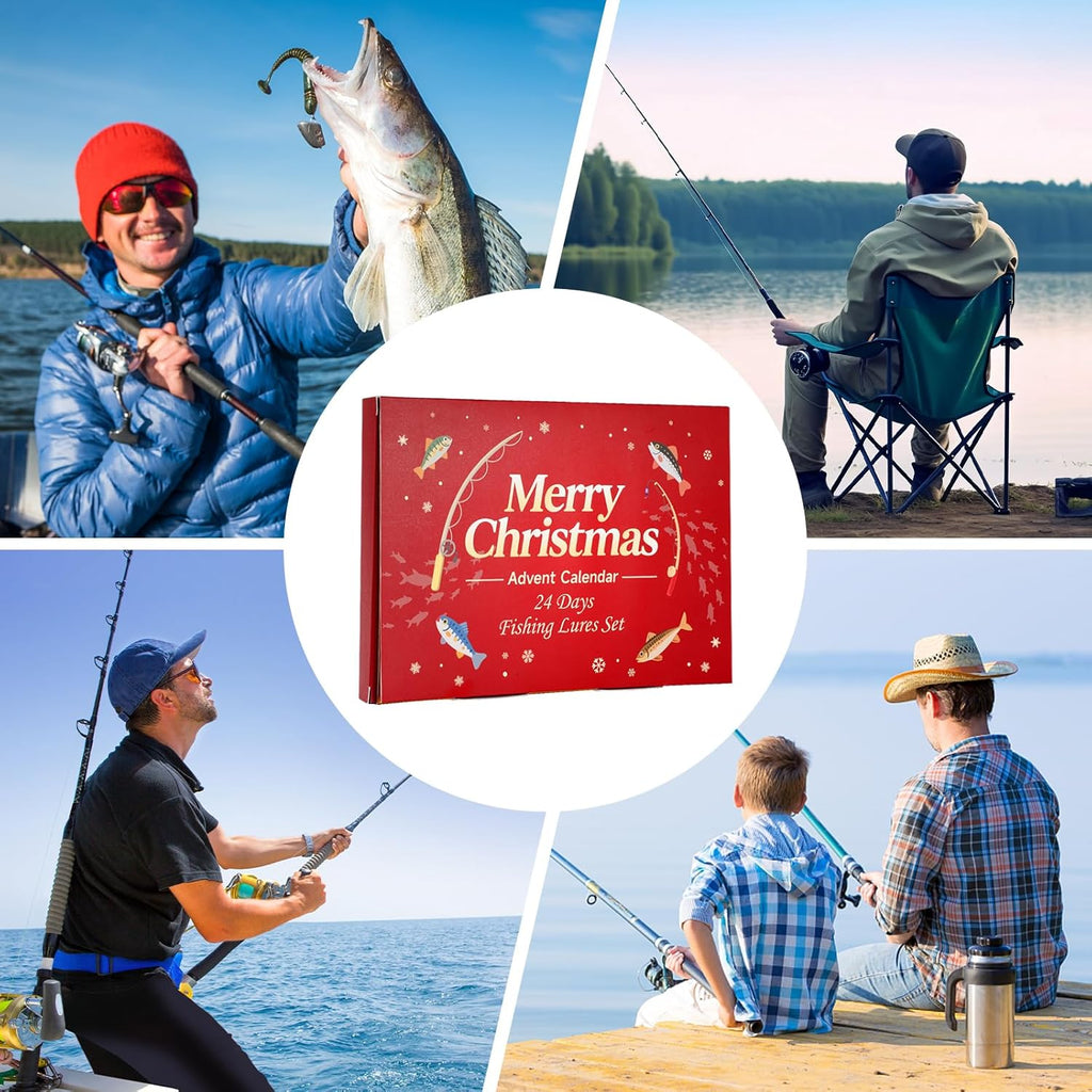 Advent Calendar 2025 Fishing Lure Set - 24 Soft & Hard Lures for Freshwater & Saltwater Fishing Gifts