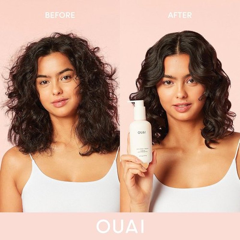OUAI Anti Frizz Cream - Moisturizing Hair Cream for Frizz Control & Heat Protection | Travel Size (3 oz)