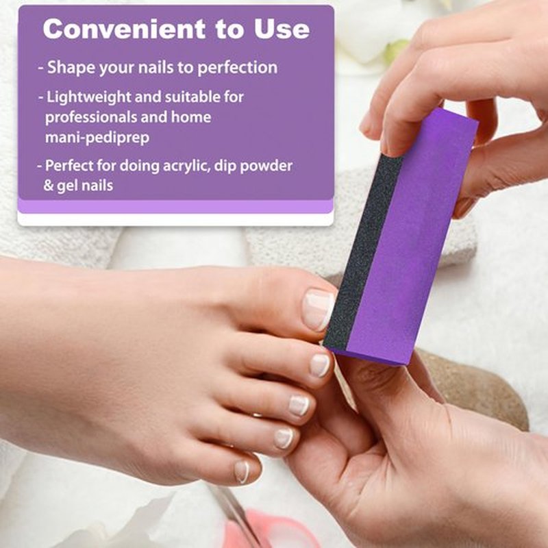 Morary Nail Buffer Sanding Block Polisher Buffing File 100/100/180 Grit for Acrylic Nail Art Kit Manicure Tools 5 PCS (Black Purple)