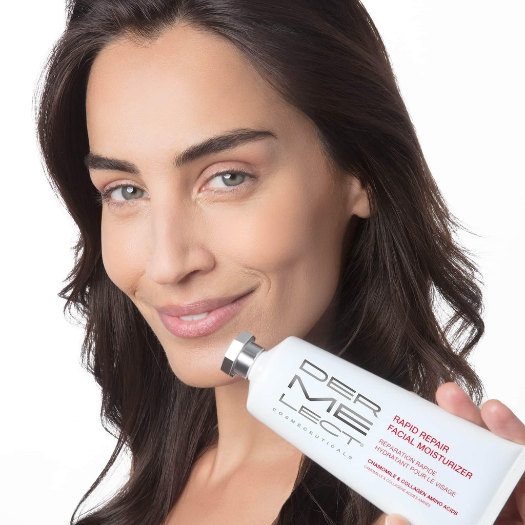 Dermelect Rapid Repair Facial Moisturizer for Face Anti Aging Cream with Chamomile Azulene Collagen Avocado Oil Grape Seed, Hydrating for Sensitive Skin Dryness Dullness Fine Lines & Wrinkles 3.3 oz