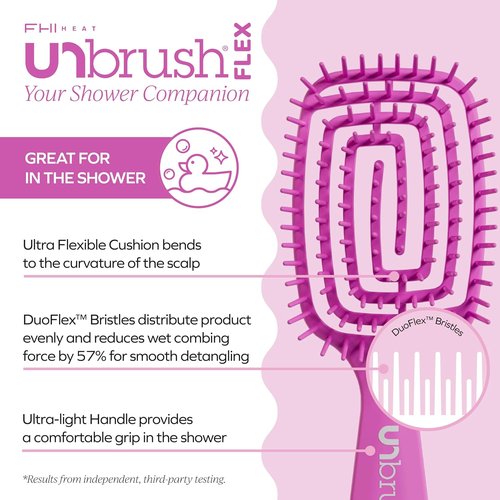 FHI Heat UNbrush Flex Detangling Brush - Ultra-Flexible Pain-Free Hair Detangler with DuoFlex Bristles