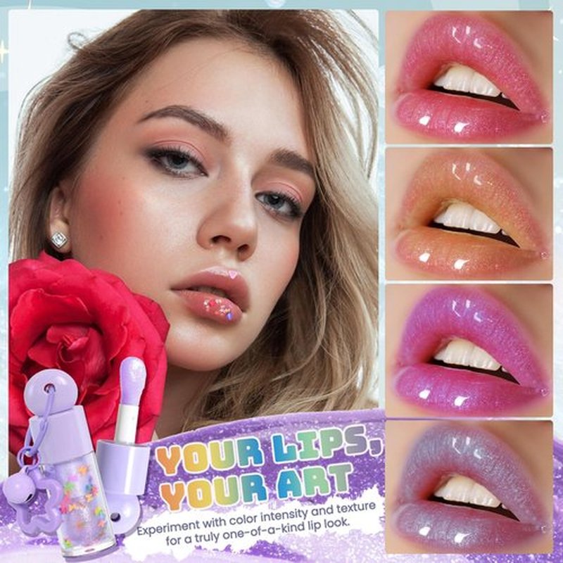Jcoos Lip Gloss Making Kit, Lip Gloss Set for Women Lip Kit Fun DIY Lipgloss Making Kit, Make Your Own Lip Gloss Kit, Moisturizing Glitter Keychain Birthday Gifts Girls Trendy Stuff