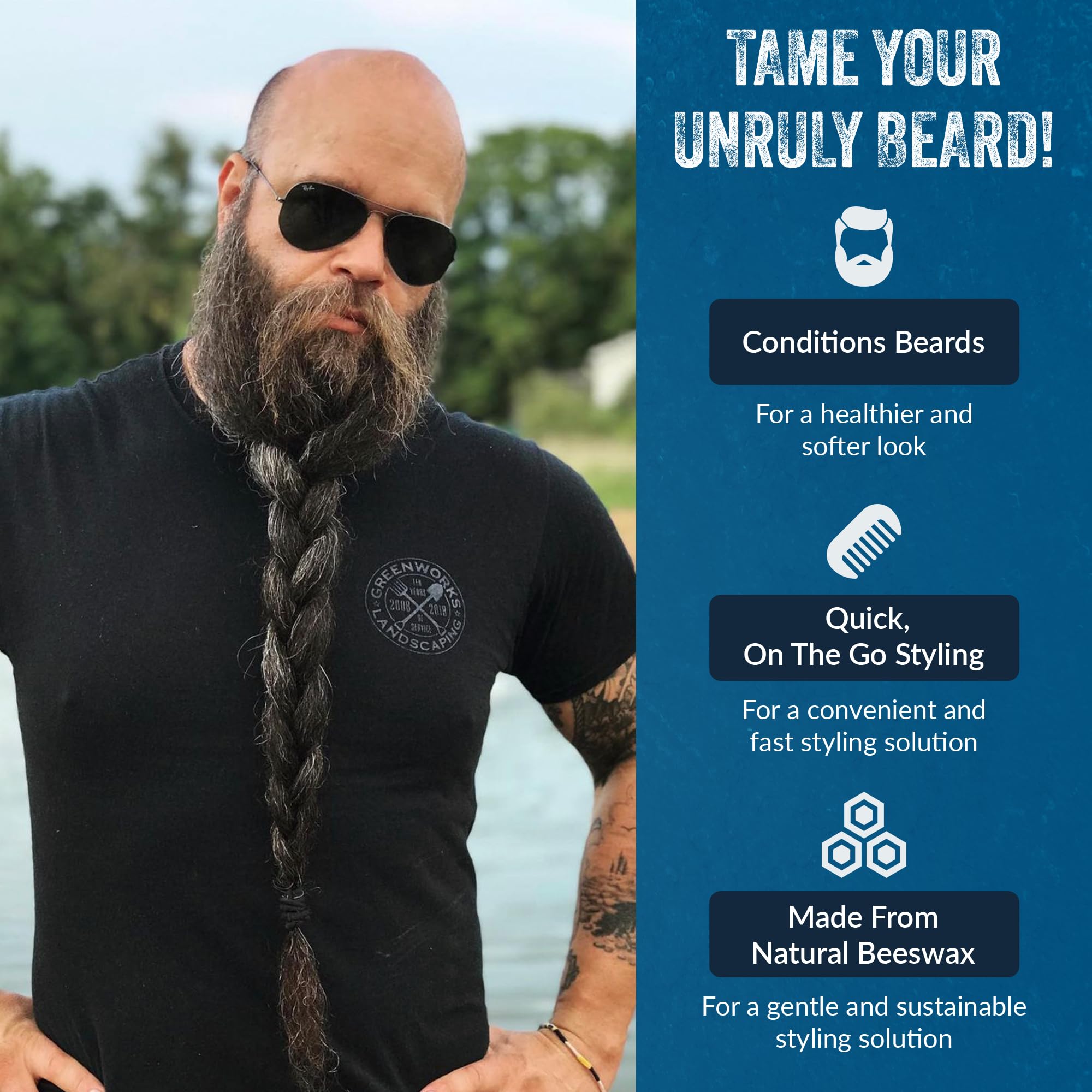 Mountaineer Brand Styling Stick - 100% Natural Beard Conditioner for Men - Hydrate, Tame Wiry Hair - Firm Hold for Easy Styling - Smokey Bourbon Scent 2oz