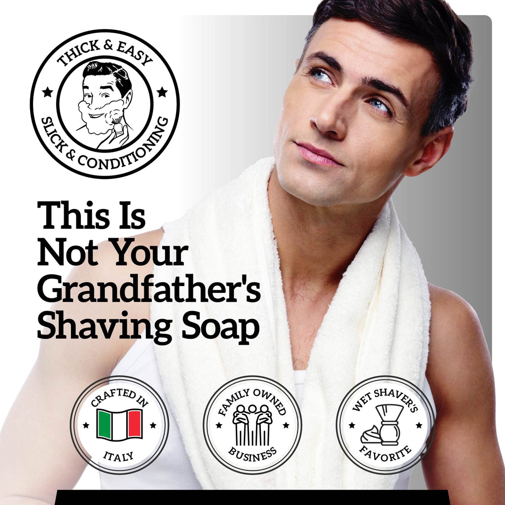 Mr. Fine 21C Men’s Shaving Soap, Builds Thick & Easy Lather, Protects From Razor Burn & Irritation, No Artificial Colors, Made In Italy, 5oz. (150ml), Latigo