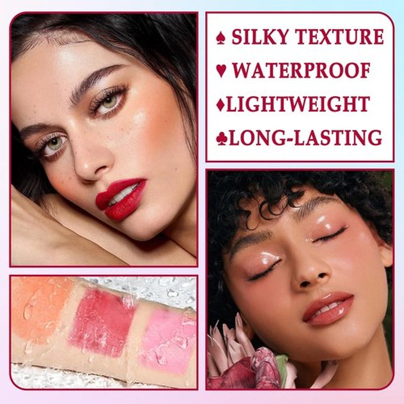 3 Colors Blush Stick with Makeup Sponges,Matte Solid Cream Blush,Multi-Use Blush Stick for Cheeks,Lips and Eye,High Pigmented Makeup Sticks Set A