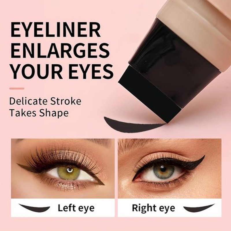 Foldable Eyeliner Stamp Pen - Dual-Ended Wing Stamps for Perfect Cat Eye | Waterproof, Smudge-Proof, Long-Lasting Black