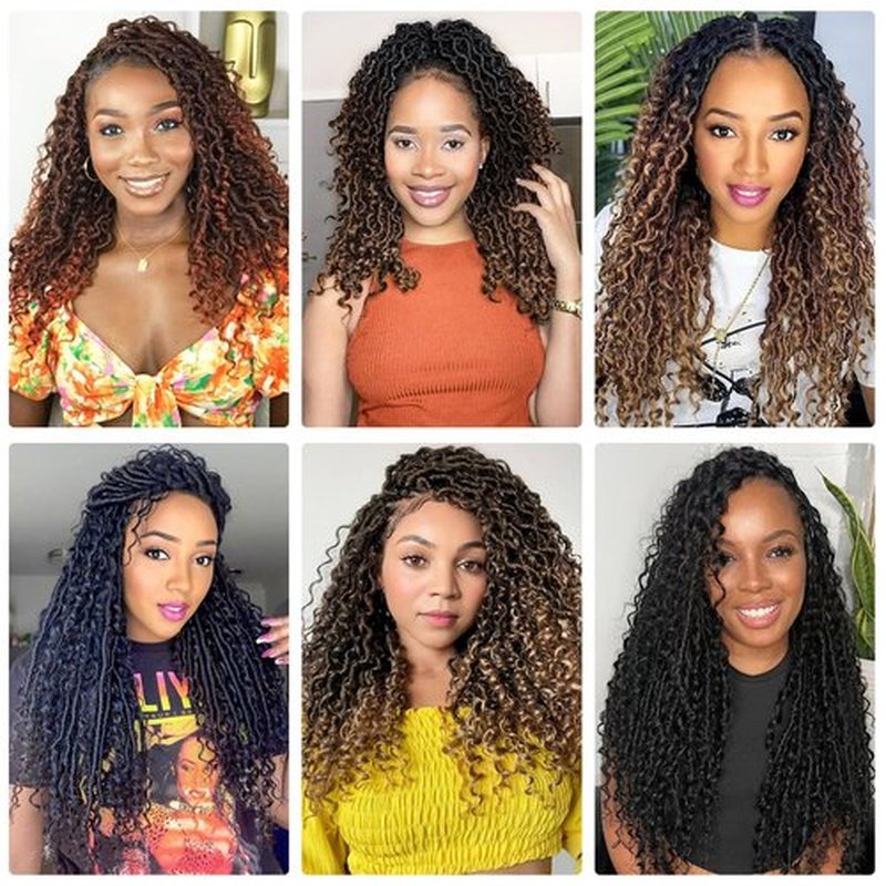 Alicoco Goddess Locs Crochet Hair 14 Inch 8 Packs Faux Locs Crochet Hair For Women Boho Soft Locs Pre-looped River Crochet Locs With Curly Ends (14 Inch (Pack of 8), 1B/30)