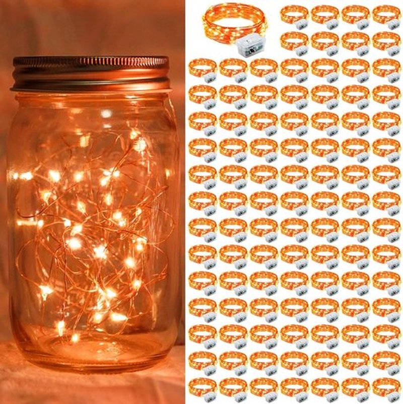 Skiennix 20 LED Fairy Lights - 7Ft Twinkle String Lights | Battery Operated & Waterproof for Parties, Weddings, and Holidays - Orange