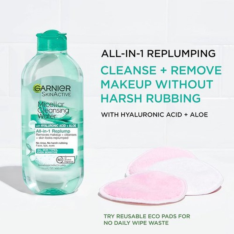 Garnier Micellar Water - Hydrating Facial Cleanser & Makeup Remover with Hyaluronic Acid | 13.5 Fl Oz (400mL) - 2 Count