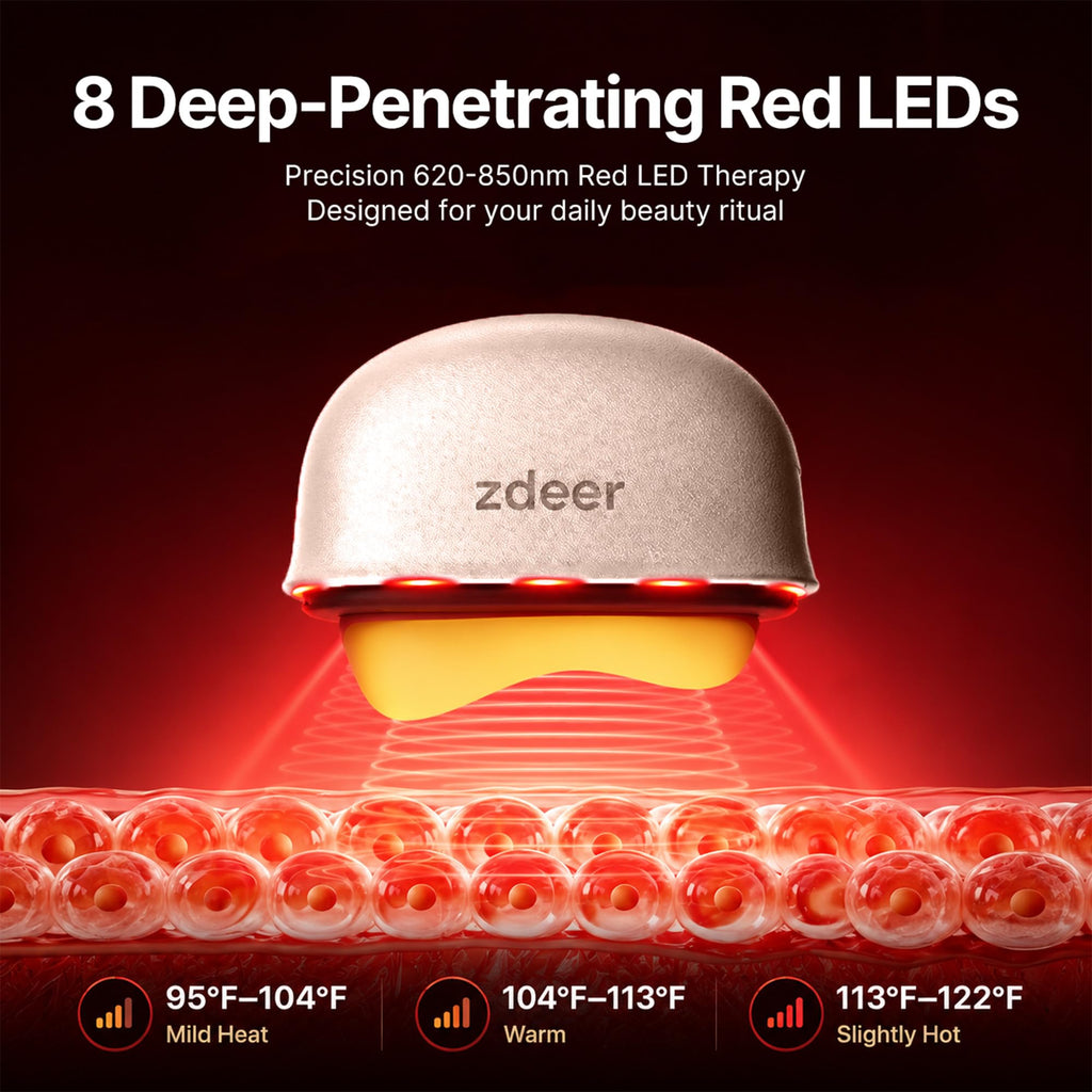 ZDEER GS5 Electric Heated Gua Sha Facial Sculpting Tool with Vibration, LED Red Light Therapy Face & Neck Massager, Skin Firming Device, Premium Gift for Women Mom, Includes 2 10ml Massage Oil, Pink