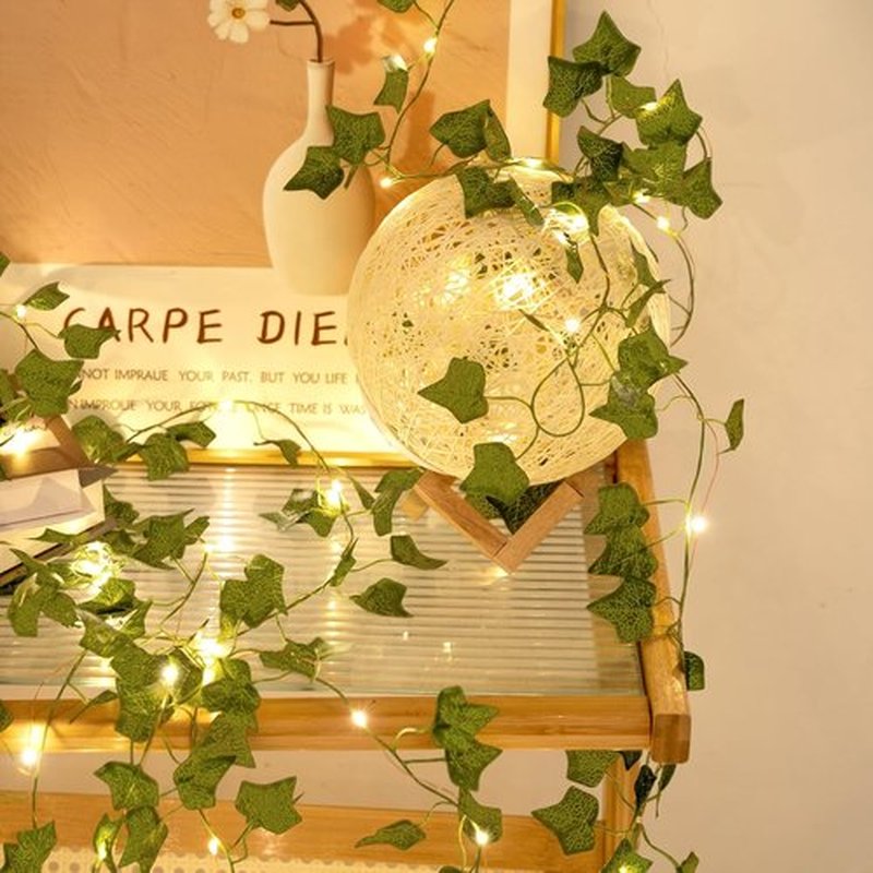 Skiennix 33ft LED Artificial Ivy Garland - 100 Fairy Lights for Home, Office & Wedding Decor