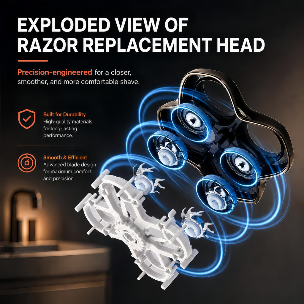 3 Pack Shaver Pro 4 Replacement Heads Compatible with Skulls Pitbulls Series,Gold PRO/Silver PRO/Platinum PRO/Butterfly Kiss PRO Head Shavers,Electric Shaver & Head Shaver Replacement Blade
