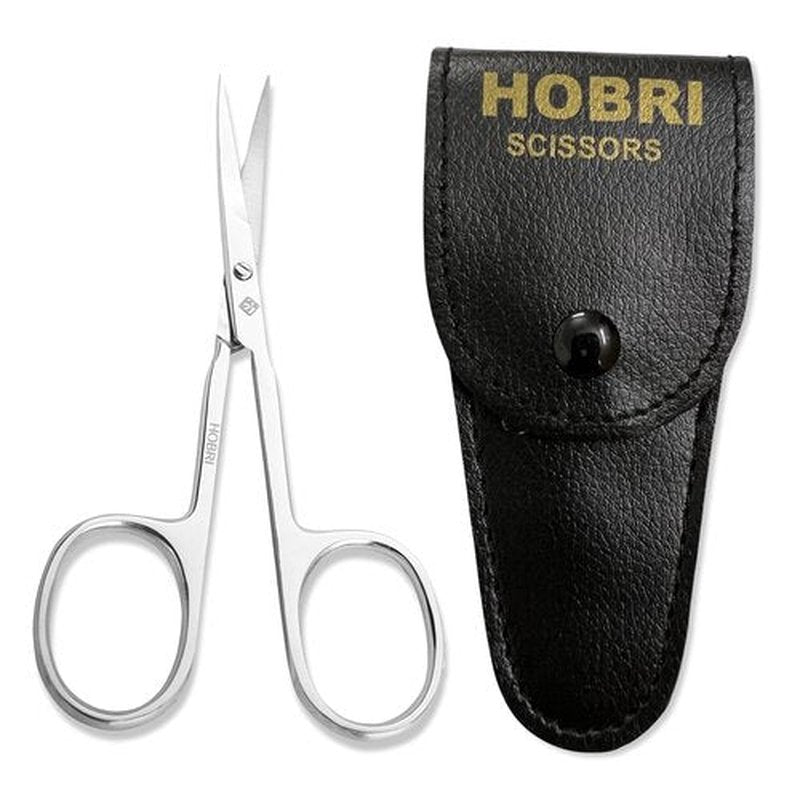 Cuticle Scissor, Extra Fine for Women and Men, Curved Stainless Steel Precise Pointed Tip Grooming Blades, Manicure, Pedicure, Trim Nail, Eyebrow, Eyelash, and Dry Skin, Hobri International, Silver