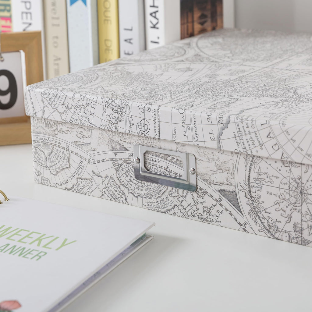 Soul & Lane - Travel Keepsake Storage Box, 14.8x13x3.7 In, Vintage Atlas