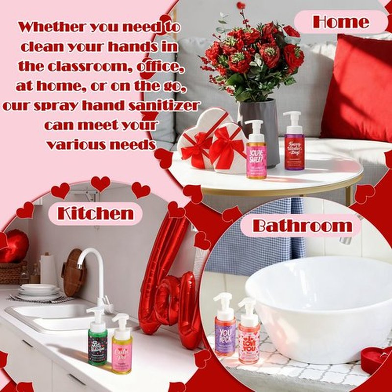 Swiffen 6 Pack Valentine's Foaming Hand Soap with Pump Care Moisturizing Liquid Scented Foam Hand Wash Valentine's Galentine's Day Sweet Gifts for Kitchen Bathroom Family Teacher Staff 8.75 Fl. oz