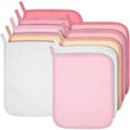 Tudomro 10 Pcs Exfoliating Washcloths Double Sided Man Wash Cloths Body Face Exfoliating Scrub Cloths for Shower Men Women (10.2 x 8.7 Inch,Gradient Pink)