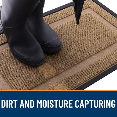 OLANLY Waterproof Front Door Mat - All-Season Indoor/Outdoor Doormat, Easy Clean, 29.5x17, Light Brown