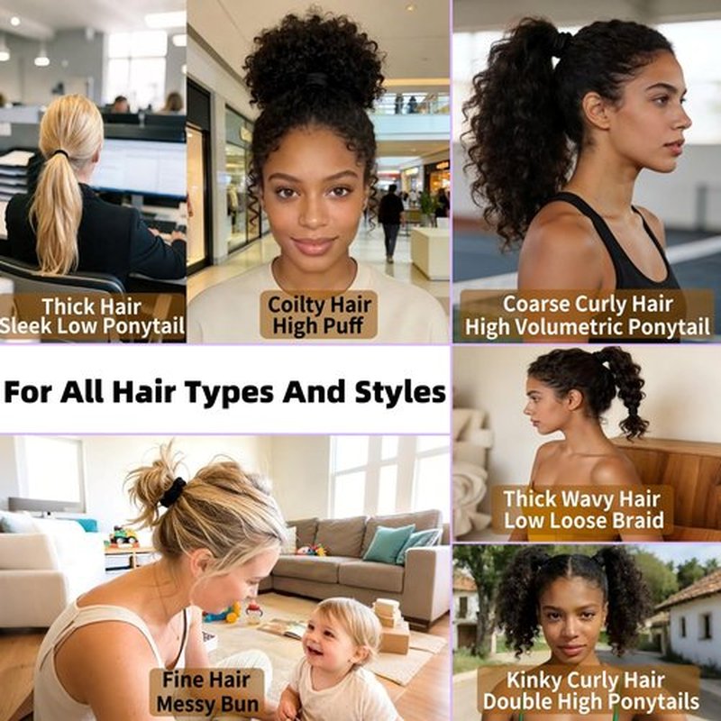 Seamless Hair Ties for Thick Hair Women - Stretchy, Soft & Strong, No Snag No Breakage No Damage - for Ponytail Bun Braids Updo(10 Pcs)