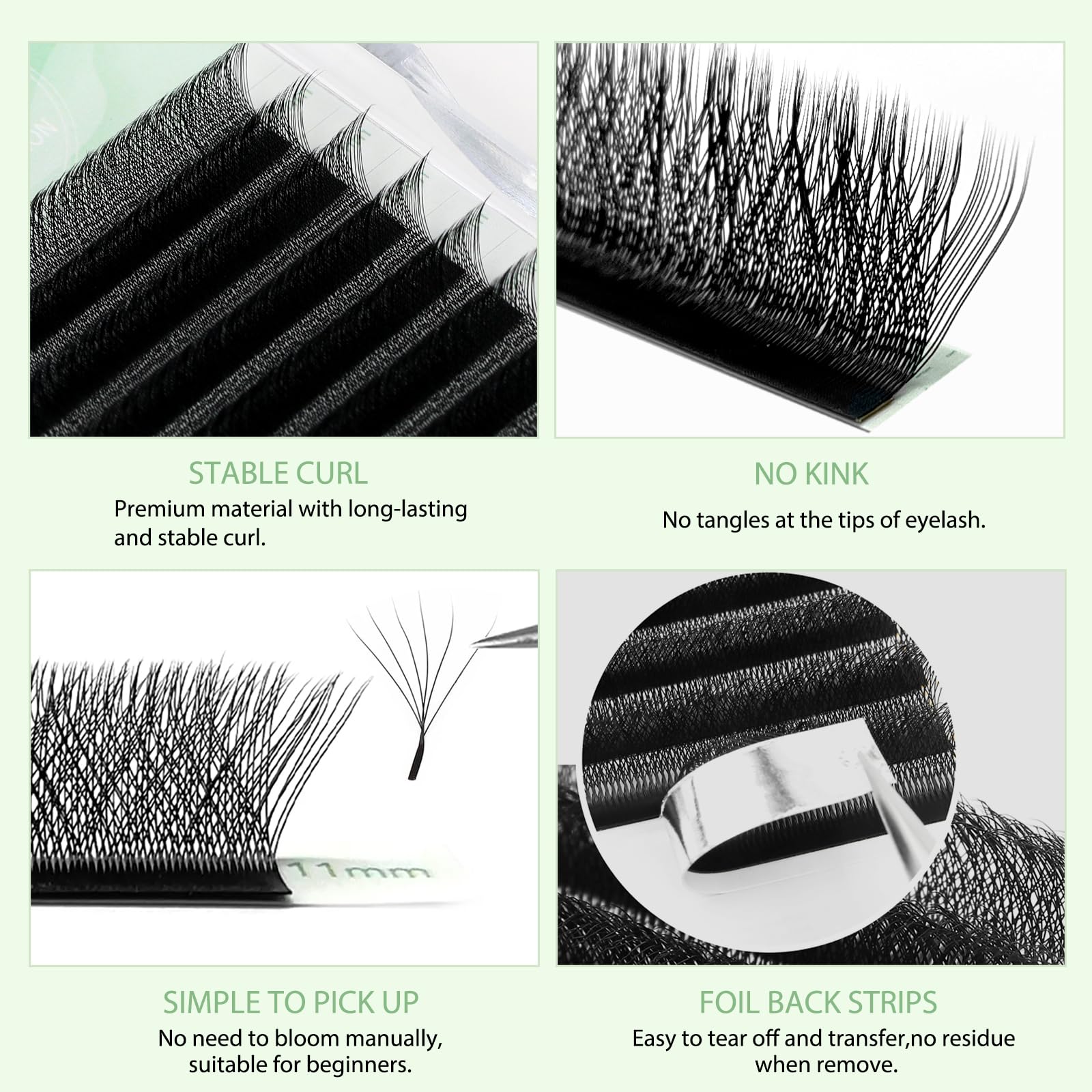 NATUHANA Eyelash Extensions 0.07 D Curl 8-14mm W Shaped Clover Classic Easy Fan Permanent Volume Lash Extensions Automatic Blooming Flower Lash,Professional Supplies for Lash Techs(6D,0.07-D,8-14 Mix)