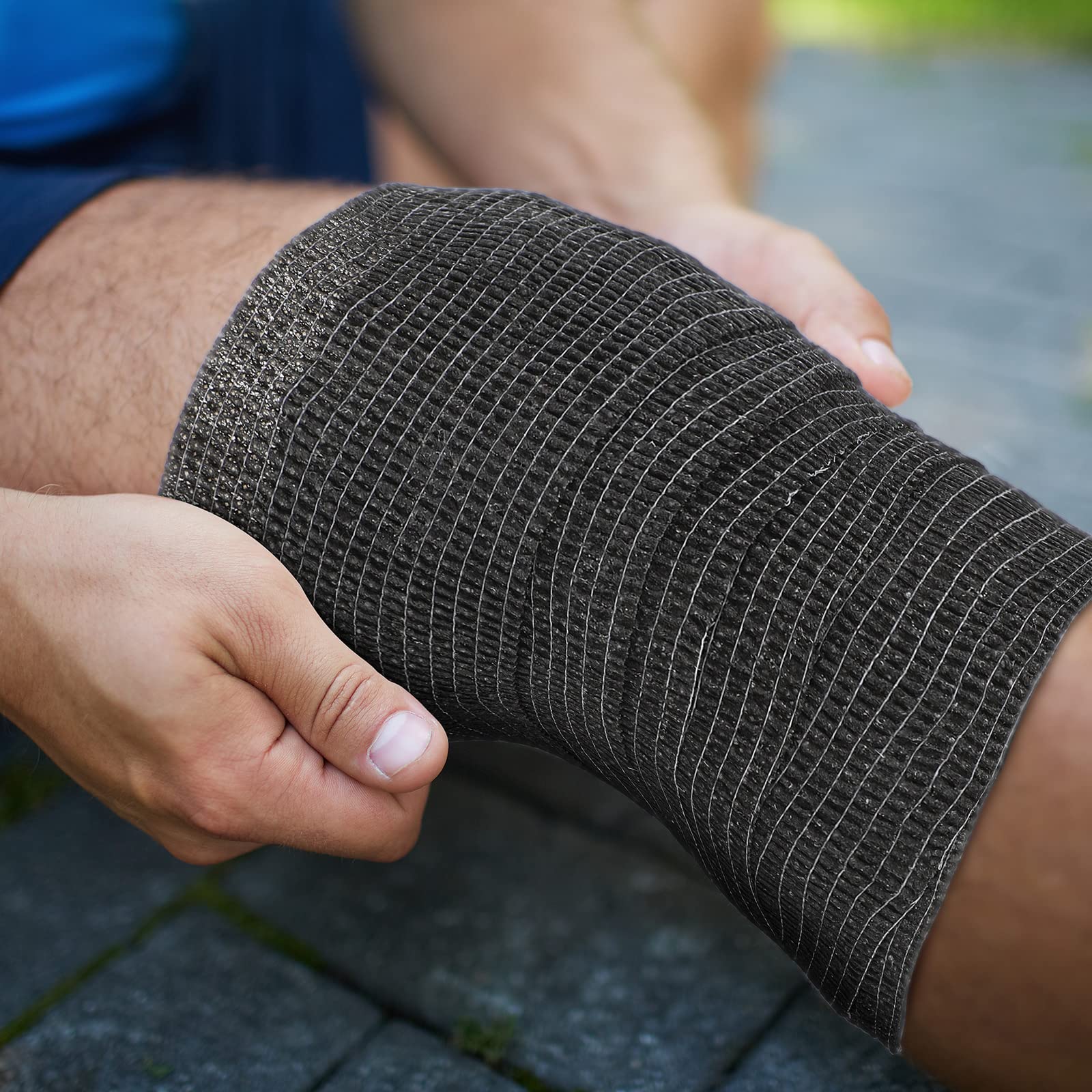 Treela 48 Pack Self Adhesive Wrap Bandage Bulk, 2 Inches x 5 Yards Self Adherent Cohesive Bandage Elastic Athletic Tape Breathable Wound Tape for Stretch Athletic Sports Wrist Ankle(Black)