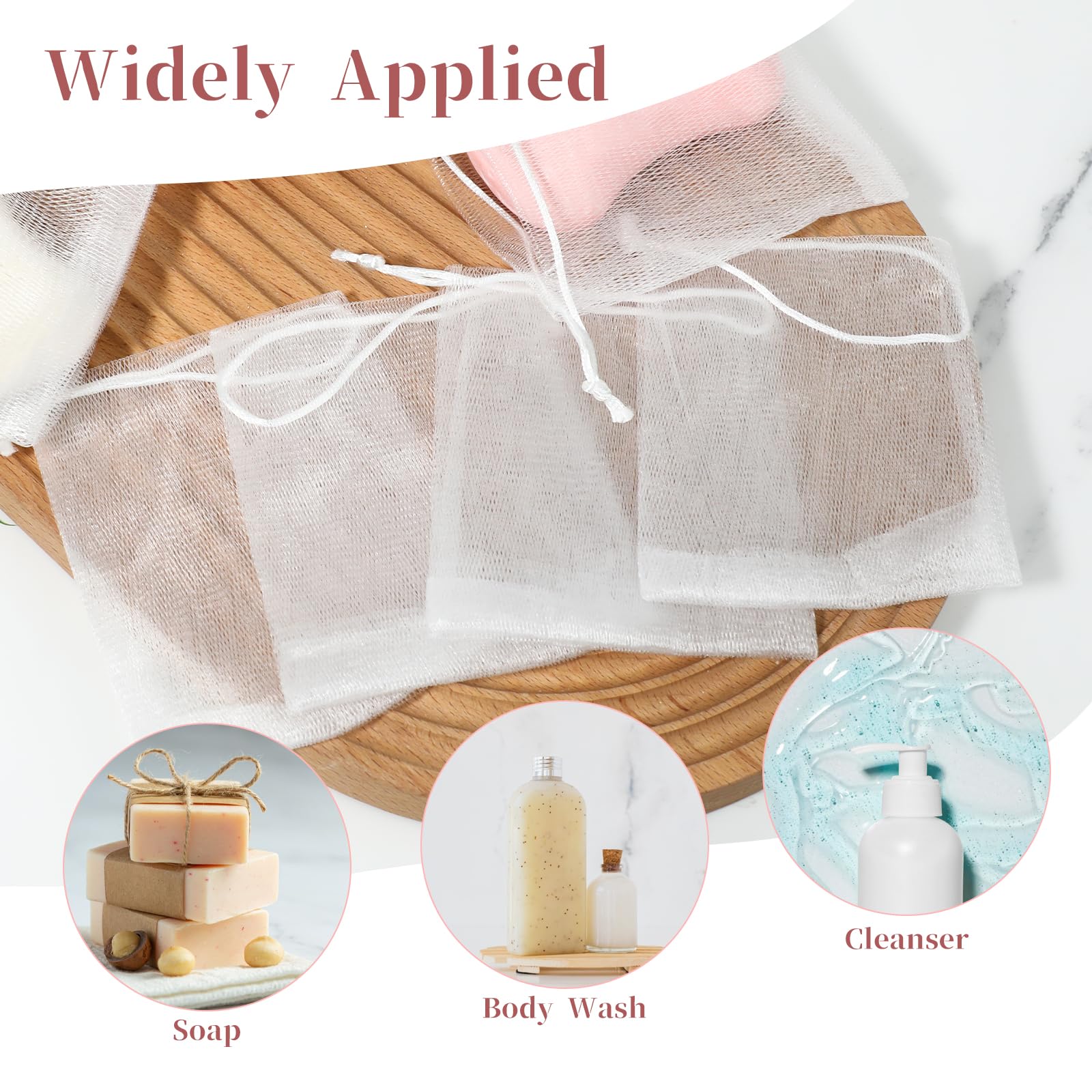 Giantree 20 Pcs Soap Bag, Soap Bag Soft for Shower, Soap Pouch Saver with Drawstring, Hangable Soap Bags for Soap Bars Mesh Soap Bag for Foaming Drying Body Facial Cleaning Tool for Bath and Shower