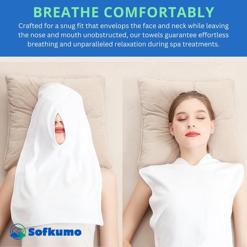 Sofkumo Microfiber Facial Towels for Estheticians - Set of 5 Spa Face Towels for Women, Professional Esthetician Supplies and Esthetician Essentials, Extra Soft, Large U Shaped Massage Spa Towels