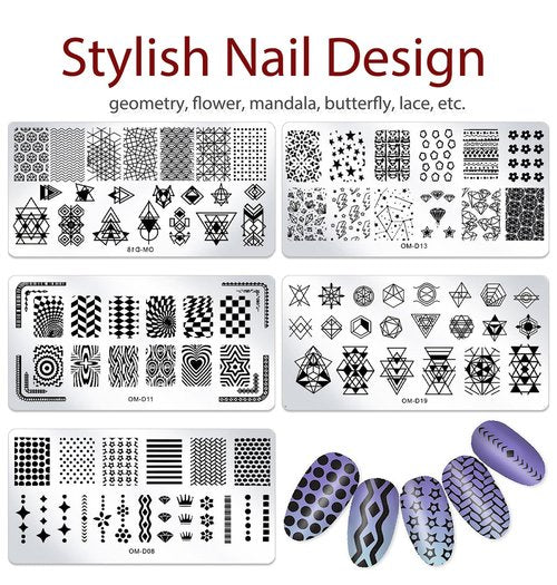 SILPECWEE 10Pcs Nail Art Stamping Plates Set Animals Design Nail Image Stamp Plates Manicure Templates Nail Art Stamps Tools for Women DIY Nails Supplies