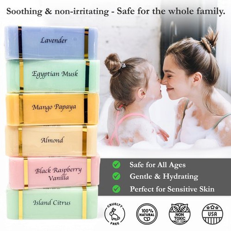 The Grecian Soap Company Goat Milk and Olive Oil Bar Soap – 6-Pack (5 Ounces Each, total 30ozs.) – Moisturizing Body Wash, Bar Soap for Bath and Shower, Goat Milk, Non-Toxic, Made in USA