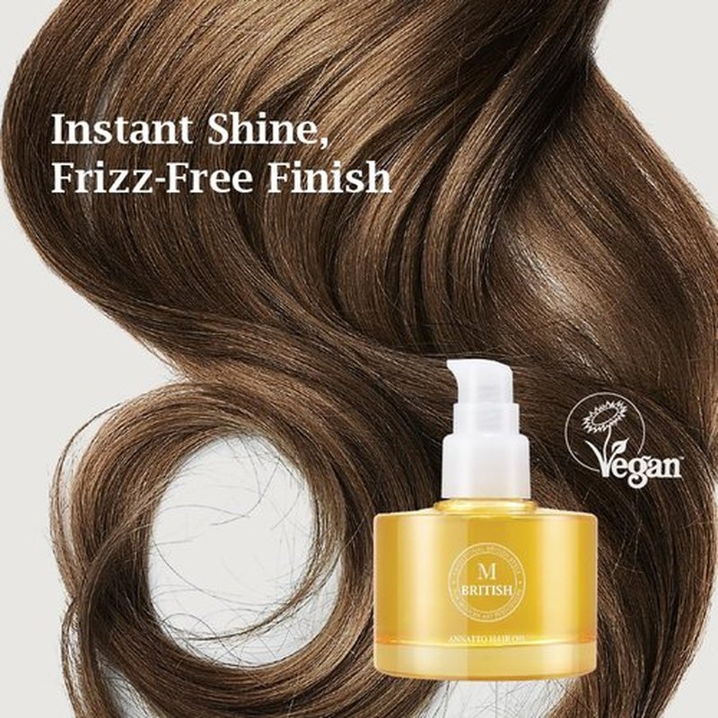 Annatto Hair Oil - Frizz-Free Shine & Deep Hydration | Natural Vegan Formula, UV Protection, 4.73 fl. oz