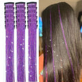 18pcs Hair Tinsel Clip in Hair Tinsel Kit Glitter Tinsel Hair Extensions 20Inch Sparkling Fairy Hair Tinsel Shiny Hair Accessories for Women Girls Kids (Purple)
