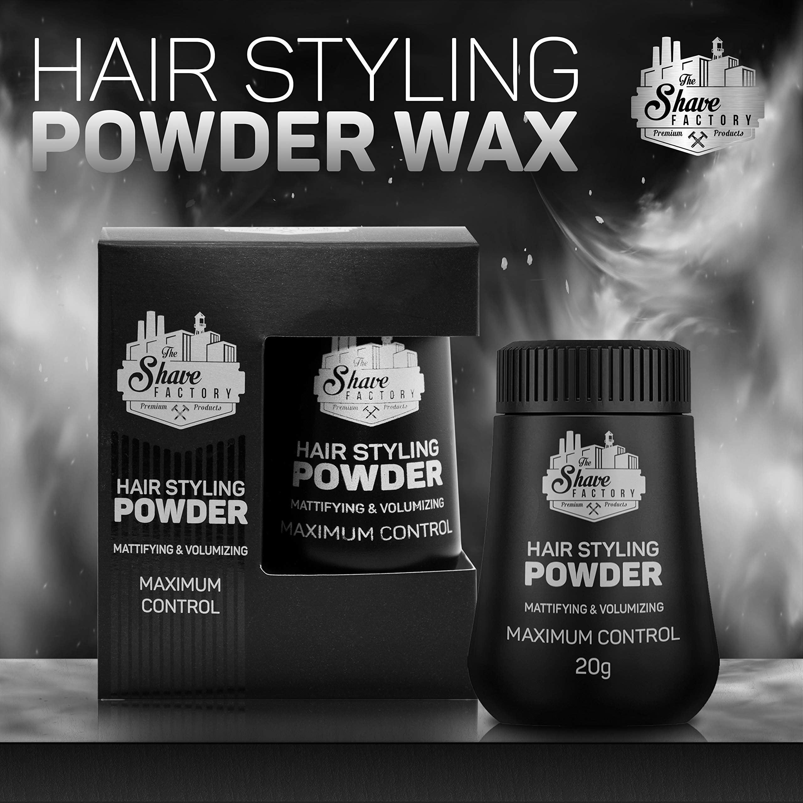 the shave factory Hair Styling Powder 21gr. Mattifying&Volumizing Powder with Maximum Control-Elegant Design, Ease Of Use, Flexible and Long-Lasting Hold Product For Professional Barbers 20gr