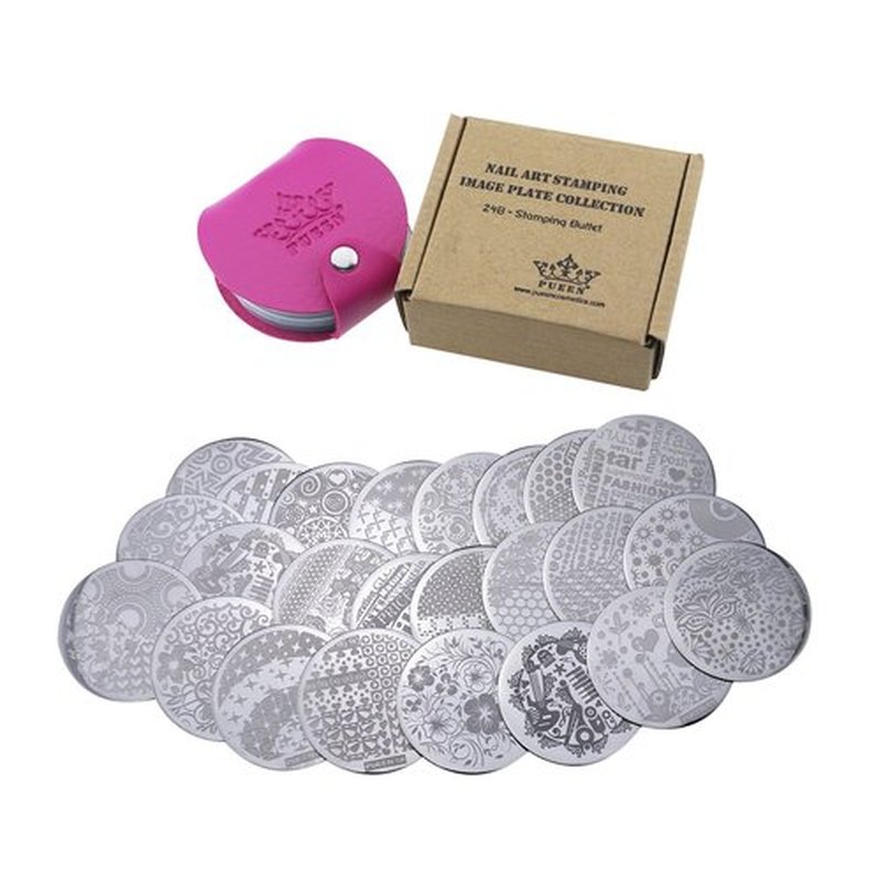 PUEEN Nail Art Stamp Collection Set 24B - STAMPING BUFFET - NEW INVENTION Set of 24 All You Can Stamp Full Size Stamping Image Plates Manicure DIY (Infinite Images With Your Creativity) Now with